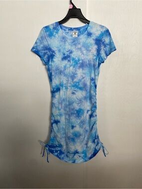 PINK Victoria's Secret | Dresses | Pink Victorias Secret Tie Dye Blue Ruched Side Mini T Shirt Dress Size Large